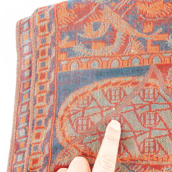 Pashmina Multicolor Red Green Blue Paisley Scarf Womens One Size - Picture 8 of 16